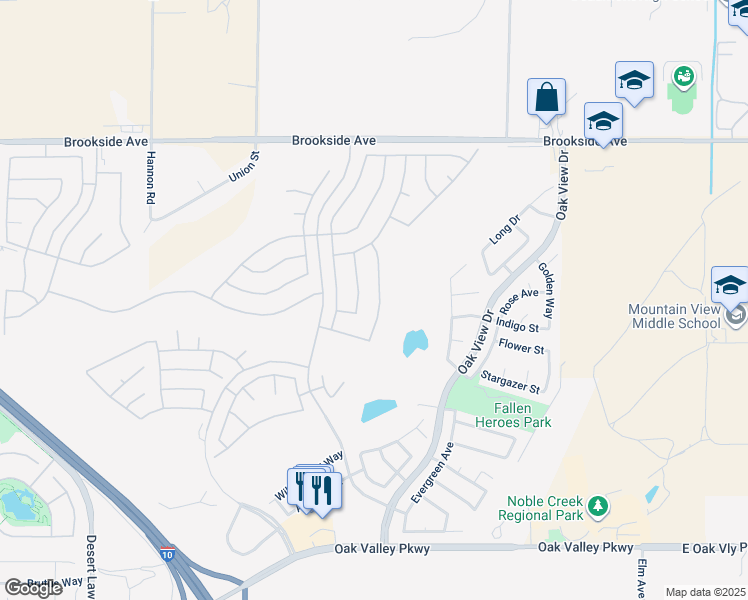 map of restaurants, bars, coffee shops, grocery stores, and more near 1643 Woodlands Road in Beaumont