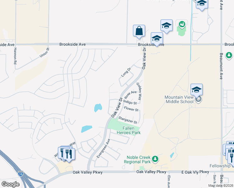 map of restaurants, bars, coffee shops, grocery stores, and more near 773 Pine Ridge Circle in Beaumont