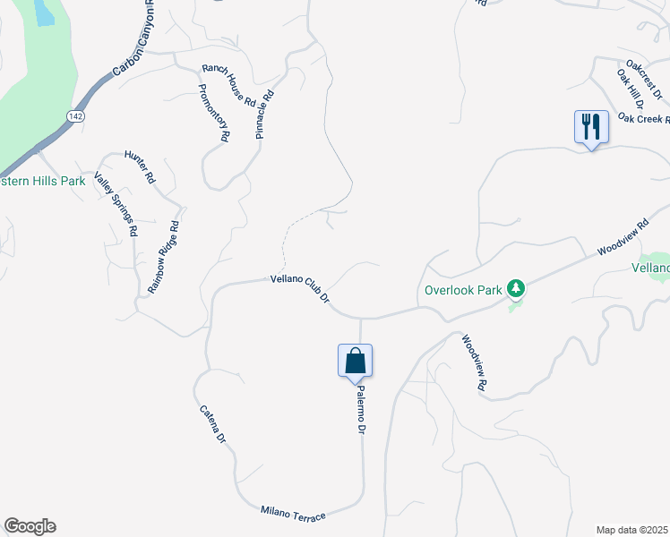 map of restaurants, bars, coffee shops, grocery stores, and more near 2476 Collinas Point in Chino Hills