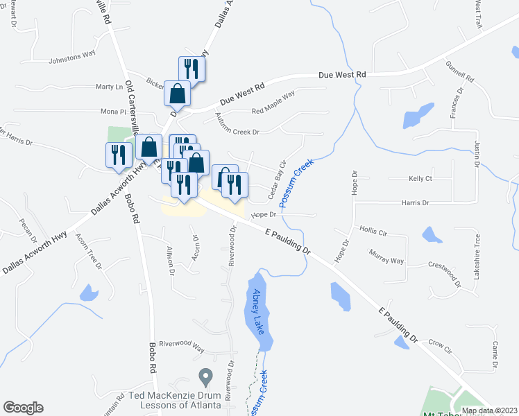 map of restaurants, bars, coffee shops, grocery stores, and more near 313 Cedar Bay Circle in Dallas