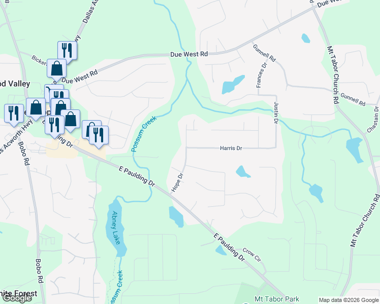 map of restaurants, bars, coffee shops, grocery stores, and more near 230 Hope Drive in Dallas