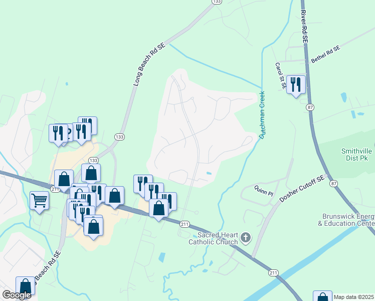 map of restaurants, bars, coffee shops, grocery stores, and more near 5002 Seaward Ct in Southport