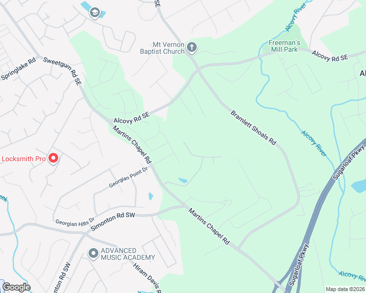 map of restaurants, bars, coffee shops, grocery stores, and more near 669 Castlebottom Drive Southeast in Lawrenceville