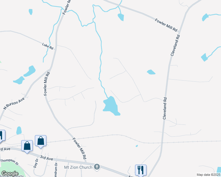 map of restaurants, bars, coffee shops, grocery stores, and more near 305 Huff Lake Road in Bogart