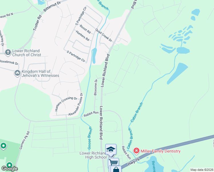 map of restaurants, bars, coffee shops, grocery stores, and more near 2501 Lower Richland Boulevard in Hopkins
