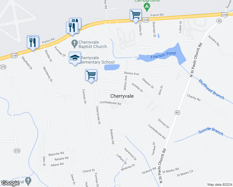 map of restaurants, bars, coffee shops, grocery stores, and more near in Cherryvale