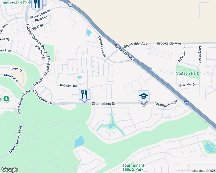 map of restaurants, bars, coffee shops, grocery stores, and more near 10961 Desert Lawn Drive in Calimesa