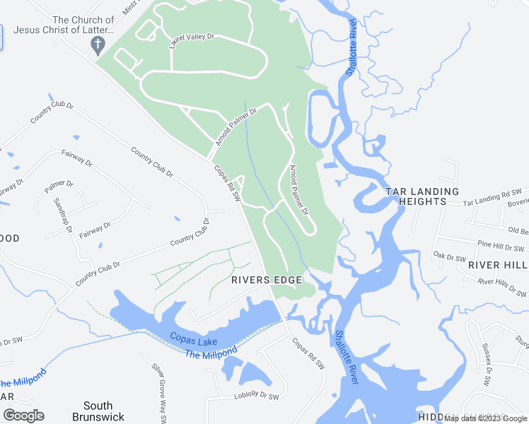 map of restaurants, bars, coffee shops, grocery stores, and more near 610 River Ridge Road in Shallotte