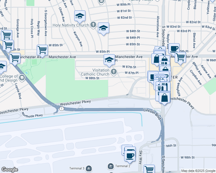 map of restaurants, bars, coffee shops, grocery stores, and more near 8810 Emerson Avenue in Los Angeles
