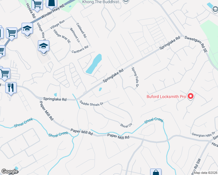 map of restaurants, bars, coffee shops, grocery stores, and more near 475 Radio Court in Lawrenceville