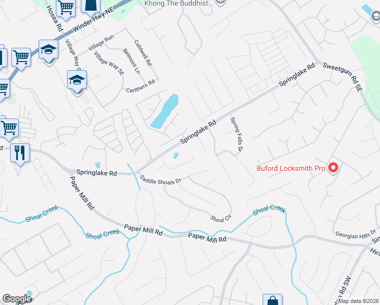 map of restaurants, bars, coffee shops, grocery stores, and more near 475 Radio Court in Lawrenceville