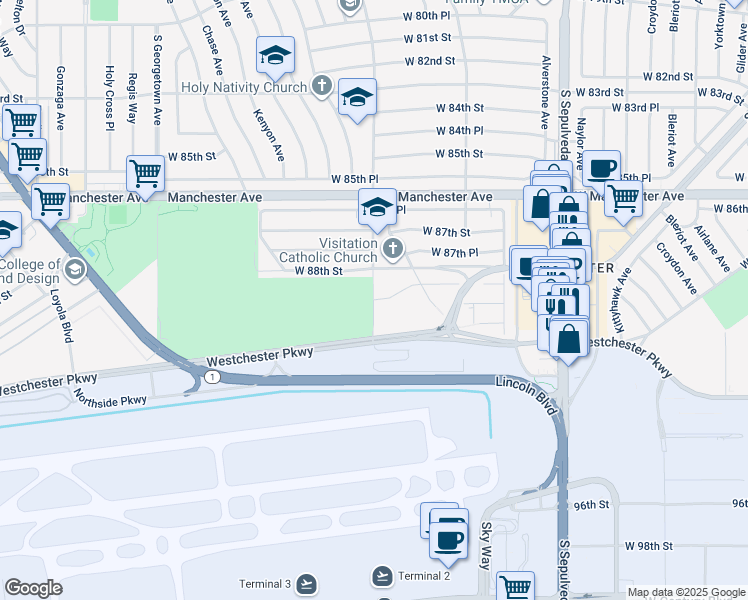 map of restaurants, bars, coffee shops, grocery stores, and more near in Los Angeles
