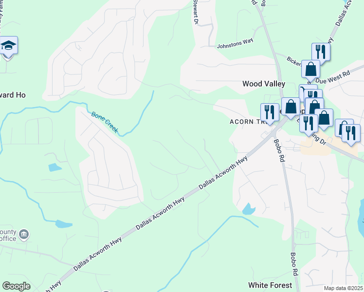 map of restaurants, bars, coffee shops, grocery stores, and more near 3887 Dallas Acworth Highway in Dallas