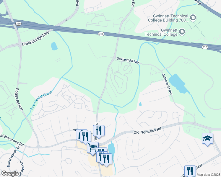 map of restaurants, bars, coffee shops, grocery stores, and more near 1283 Miss Irene Lane Northwest in Lawrenceville