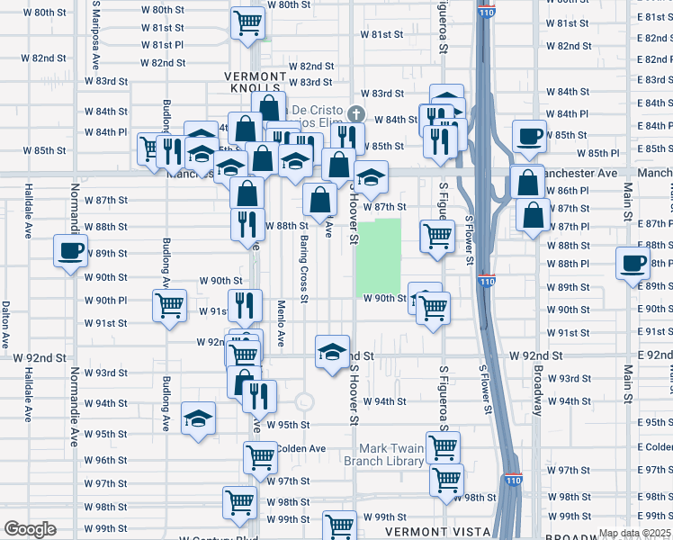 map of restaurants, bars, coffee shops, grocery stores, and more near 8933 Orchard Avenue in Los Angeles