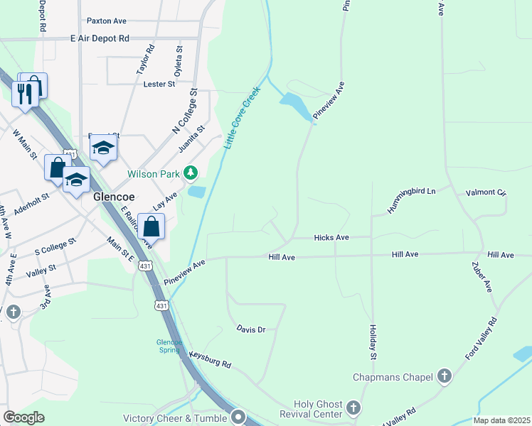map of restaurants, bars, coffee shops, grocery stores, and more near 509 Pineview Avenue in Glencoe