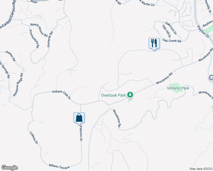 map of restaurants, bars, coffee shops, grocery stores, and more near 16309 Domani Terrace in Chino Hills