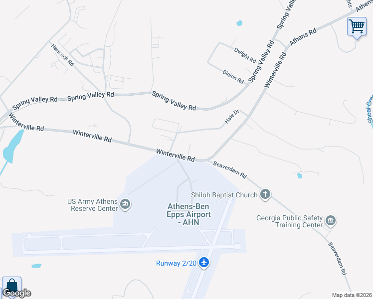 map of restaurants, bars, coffee shops, grocery stores, and more near 2085 Winterville Road in Athens