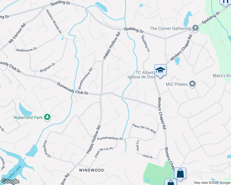 map of restaurants, bars, coffee shops, grocery stores, and more near 5336 Whitney Landing in Doraville
