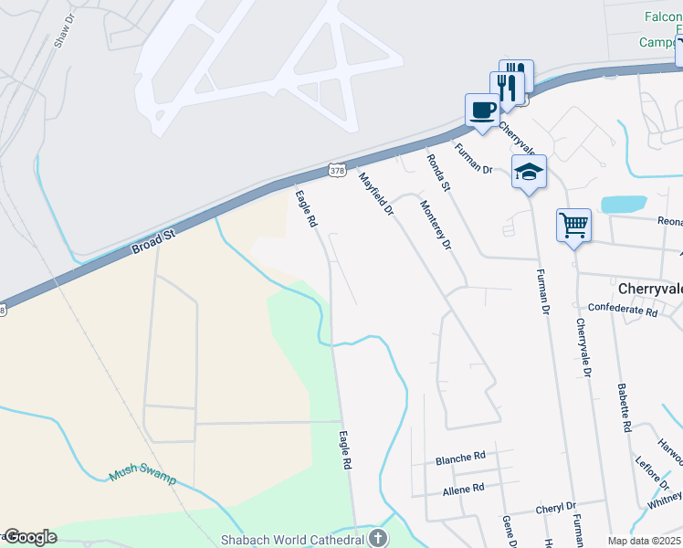 map of restaurants, bars, coffee shops, grocery stores, and more near 3990 Slip Road in Sumter