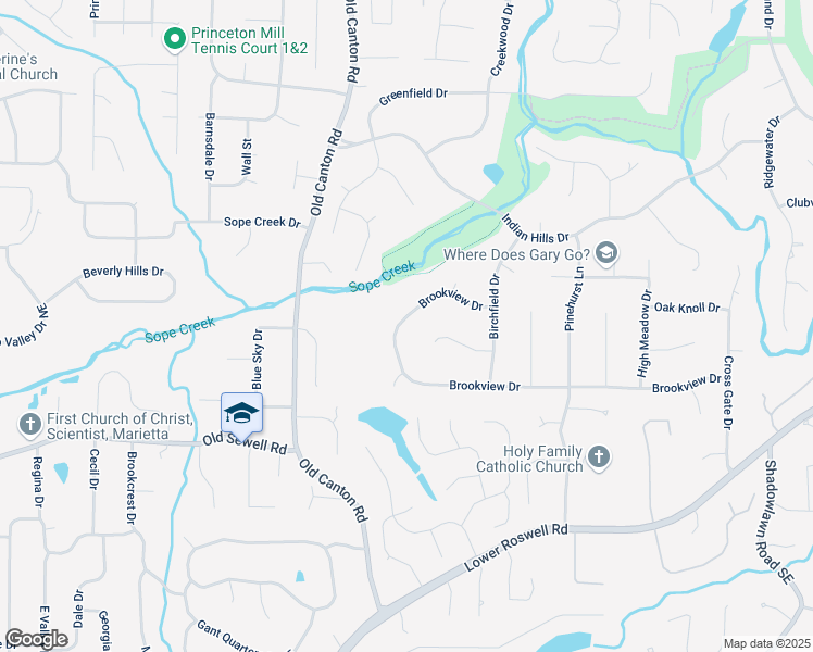 map of restaurants, bars, coffee shops, grocery stores, and more near 3165 Brookview Drive in Marietta