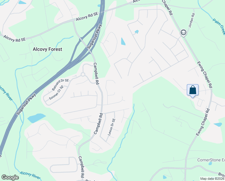 map of restaurants, bars, coffee shops, grocery stores, and more near 920 Campbell Gate Road Southeast in Lawrenceville