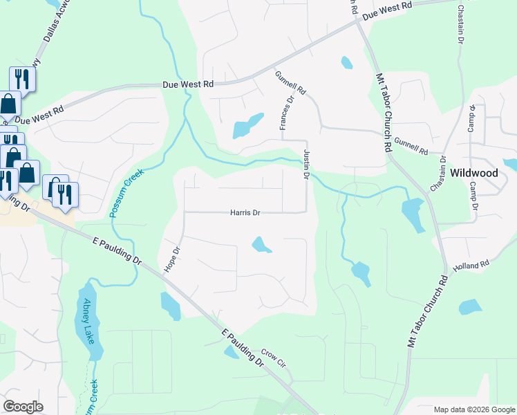 map of restaurants, bars, coffee shops, grocery stores, and more near 178 Harris Drive in Dallas