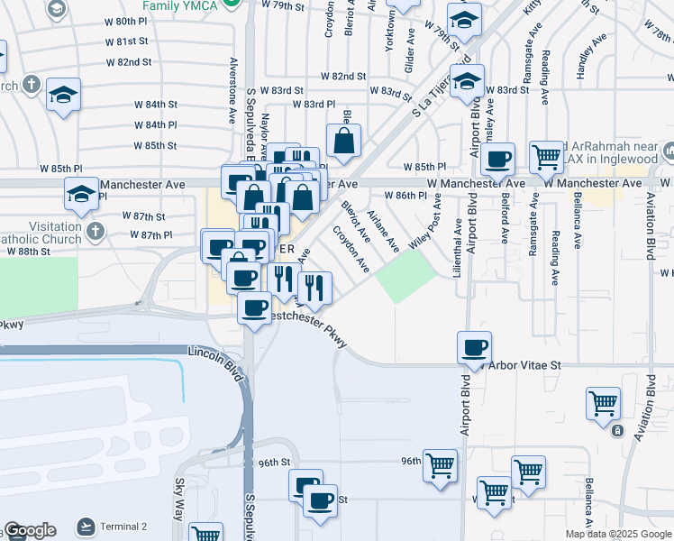 map of restaurants, bars, coffee shops, grocery stores, and more near 8834 De Haviland Avenue in Los Angeles