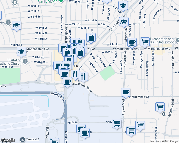 map of restaurants, bars, coffee shops, grocery stores, and more near 8834 De Haviland Avenue in Los Angeles