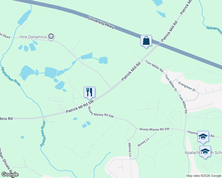 map of restaurants, bars, coffee shops, grocery stores, and more near Barrow Industrial Parkway in Winder