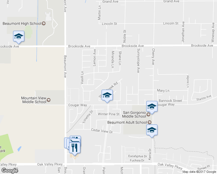 map of restaurants, bars, coffee shops, grocery stores, and more near 1657 Stone Creek Road in Beaumont