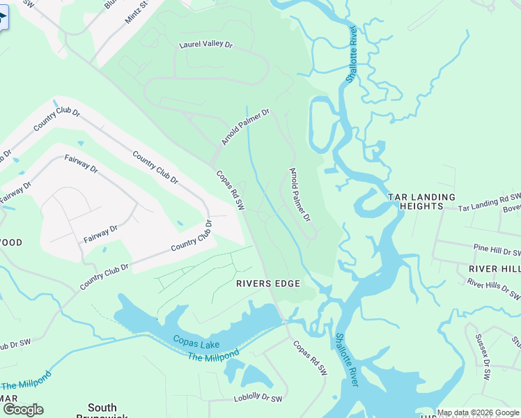map of restaurants, bars, coffee shops, grocery stores, and more near 607 River Ridge Road in Shallotte