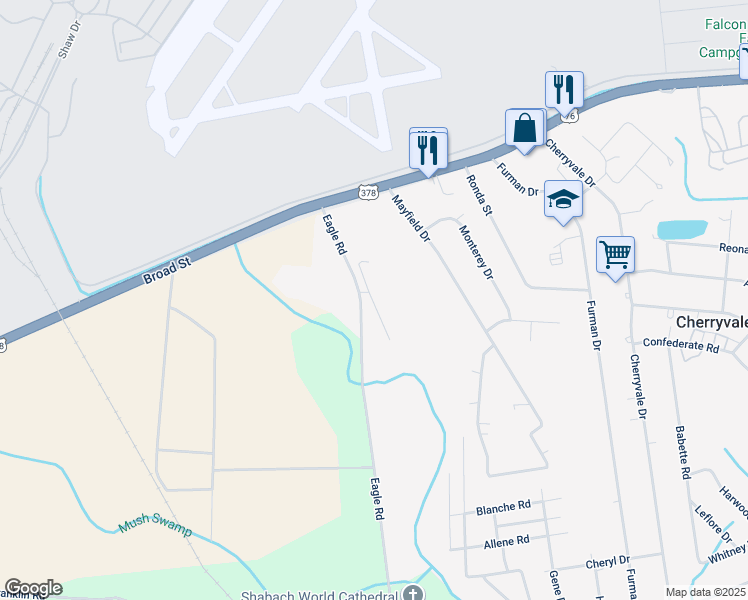 map of restaurants, bars, coffee shops, grocery stores, and more near 3990 Slip Road in Sumter