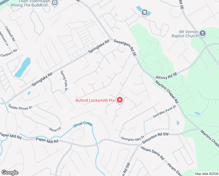 map of restaurants, bars, coffee shops, grocery stores, and more near 805 Martin Field Drive Southeast in Lawrenceville