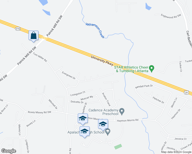 map of restaurants, bars, coffee shops, grocery stores, and more near 900 Yellow Pine Circle in Winder