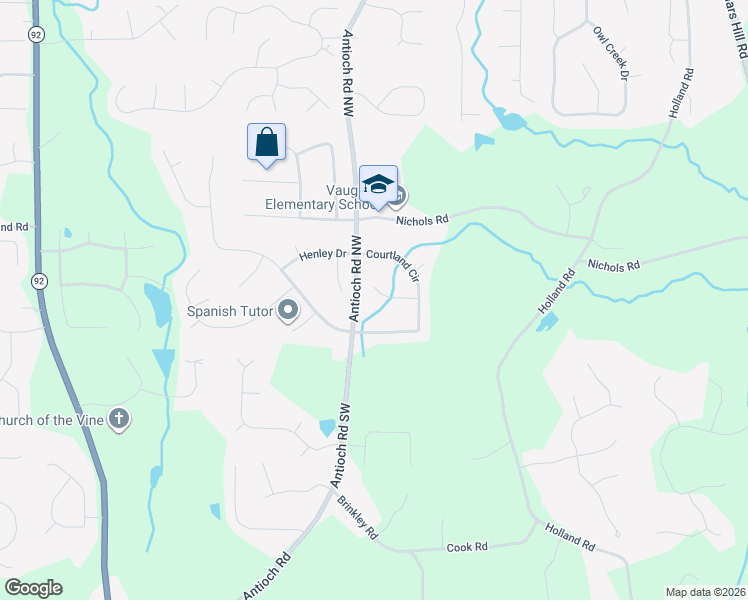 map of restaurants, bars, coffee shops, grocery stores, and more near 5909 Clairmont Way in Powder Springs