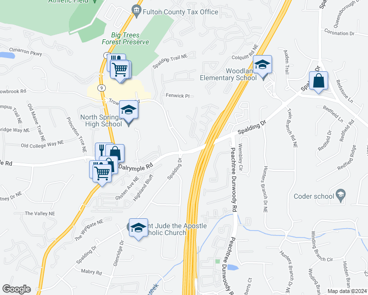 map of restaurants, bars, coffee shops, grocery stores, and more near 230 Fieldsborn Court Northeast in Atlanta