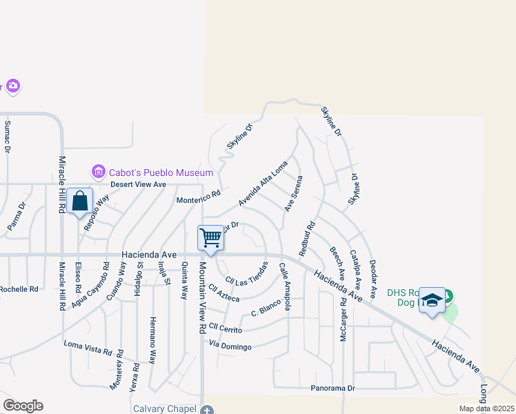map of restaurants, bars, coffee shops, grocery stores, and more near 12640 Calle Amapola in Desert Hot Springs