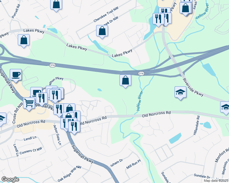 map of restaurants, bars, coffee shops, grocery stores, and more near 775 Tipton Industrial Dr in Lawrenceville