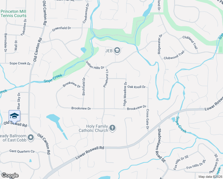 map of restaurants, bars, coffee shops, grocery stores, and more near 269 Pinetree Drive in Marietta