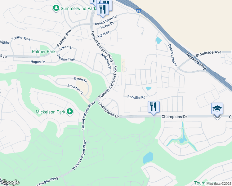 map of restaurants, bars, coffee shops, grocery stores, and more near 35945 Dylan Court in Beaumont