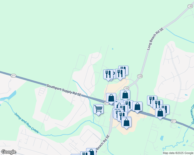 map of restaurants, bars, coffee shops, grocery stores, and more near 4771 Acres Lane Southeast in Southport