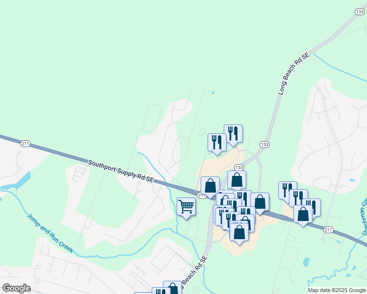 map of restaurants, bars, coffee shops, grocery stores, and more near 4771 Acres Lane Southeast in Southport