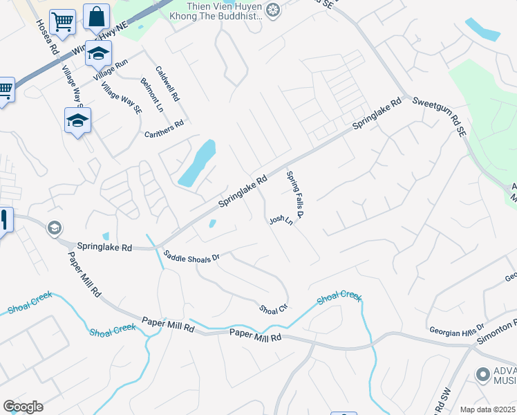 map of restaurants, bars, coffee shops, grocery stores, and more near 325 Ashland Manor Drive in Lawrenceville