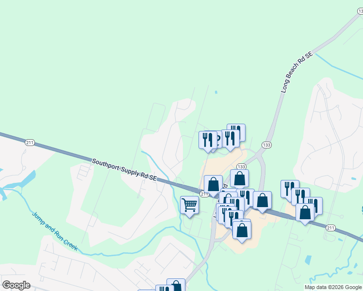 map of restaurants, bars, coffee shops, grocery stores, and more near 4758 Longview Dr SE in Southport