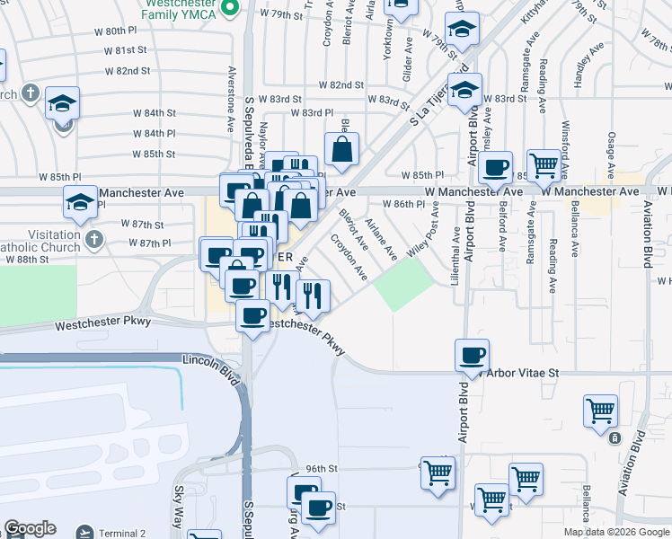 map of restaurants, bars, coffee shops, grocery stores, and more near 8812 De Haviland Avenue in Los Angeles