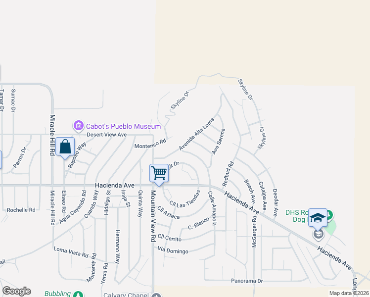map of restaurants, bars, coffee shops, grocery stores, and more near 12600 Avenue Alta Loma in Desert Hot Springs