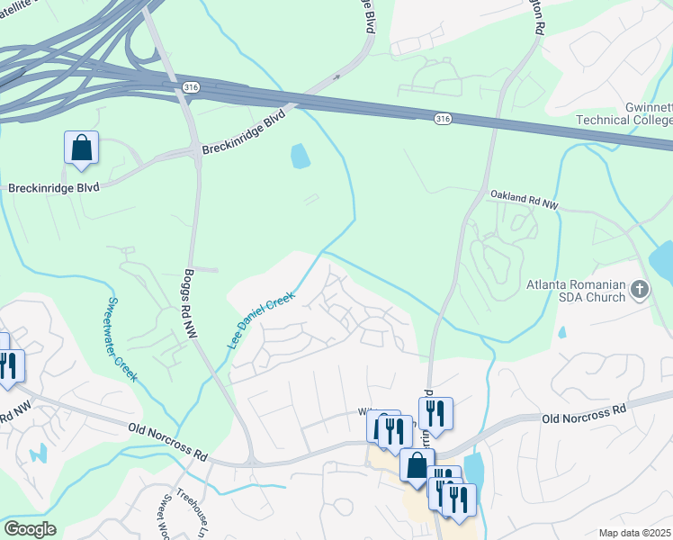 map of restaurants, bars, coffee shops, grocery stores, and more near 1335 Herrington Road in Duluth