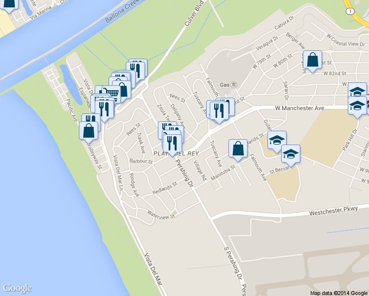 map of restaurants, bars, coffee shops, grocery stores, and more near in Los Angeles