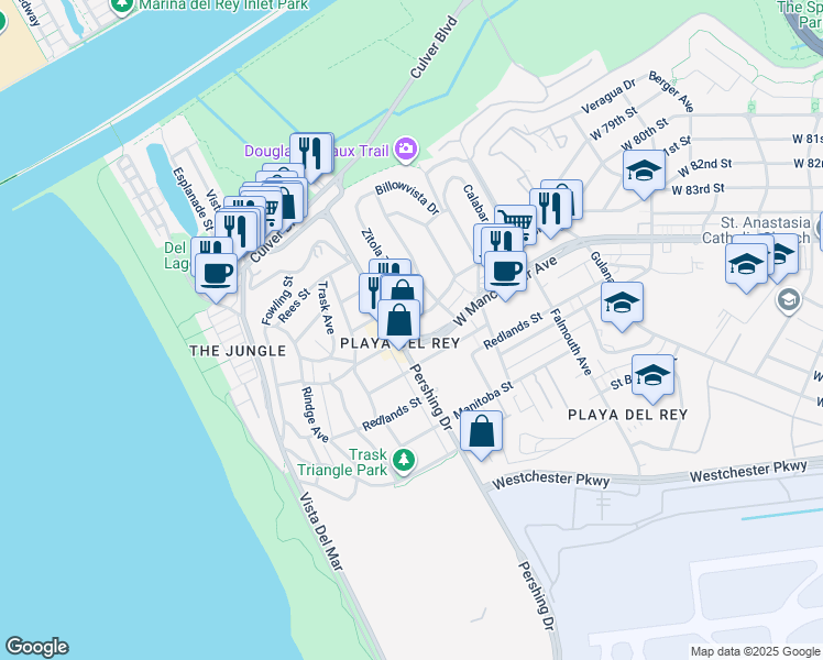 map of restaurants, bars, coffee shops, grocery stores, and more near in Los Angeles